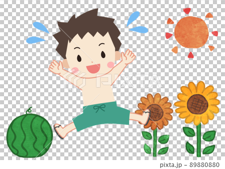 夏の子供　水泳・プール 89880880
