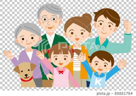 Illustration of 3 generations good friends and happy family / white background Illustration of 3 generations good friends and happy family / white background 89881764