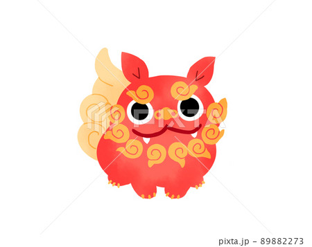 シーサー 赤のイラスト素材 73