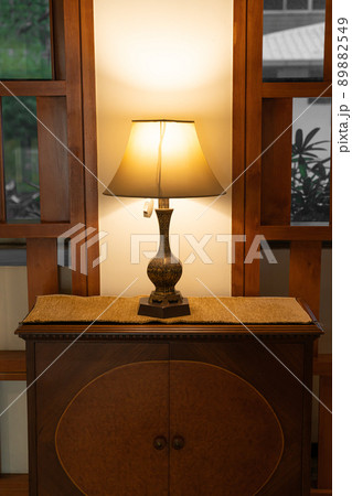 beautiful vintage lamp decoration on wood cabinet beautiful vintage lamp decoration on wood cabinet 89882549