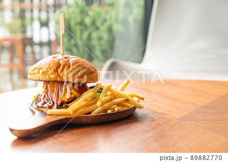 beef burger with cheese and sauce beef burger with cheese and sauce 89882770