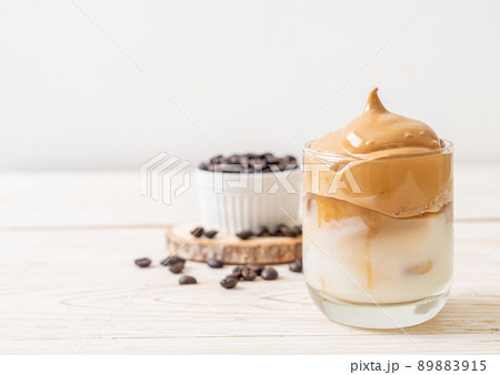 Iced Dalgona Coffee, a trendy fluffy creamy whipped coffee 89883915