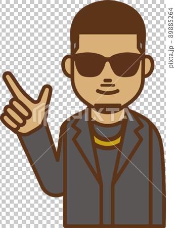 いかつい男性が指をさしているイラスト いかつい男性が指をさしているイラスト 89885264