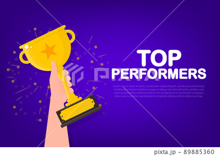 Top performance trophy in flat style. Flat vector illustration. Winner certificate Top performance trophy in flat style. Flat vector illustration. Winner certificate 89885360