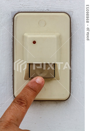 Close up doorbell in front of home Close up doorbell in front of home 89886053