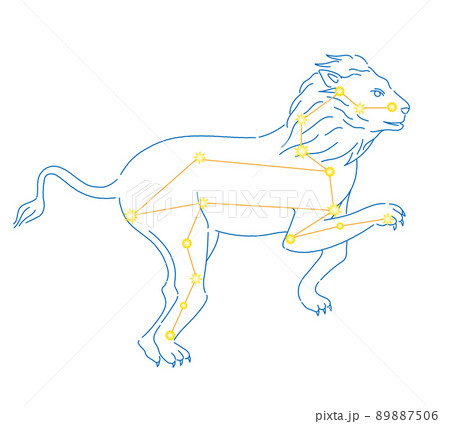 しし座の線画と星の配置、ギリシャ神話 しし座の線画と星の配置、ギリシャ神話 89887506