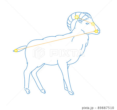 おひつじ座の線画と星の配置、ギリシャ神話 おひつじ座の線画と星の配置、ギリシャ神話 89887510