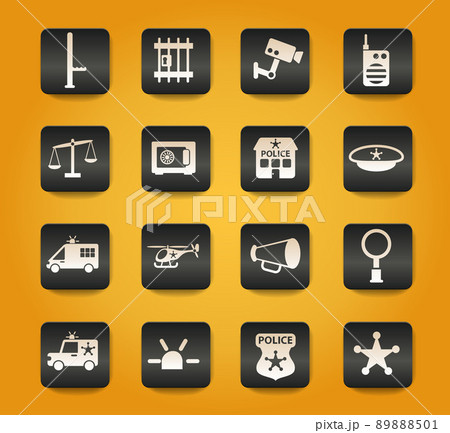 police department icon set 89888501