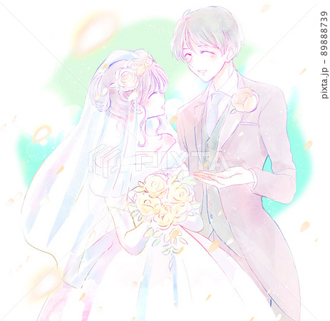 結婚式の新郎新婦 黄色 結婚式の新郎新婦 黄色 89888739