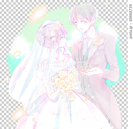 結婚式の新郎新婦 黄色 結婚式の新郎新婦 黄色 89888739