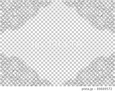 あじさいの線画フレーム⑪(黒,四隅) 89889572