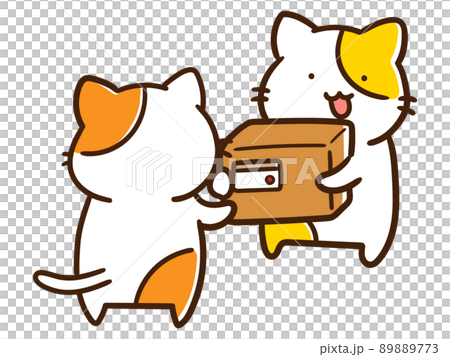 Cute cat character handwritten style illustration to hand over luggage 89889773