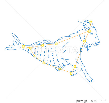 やぎ座の線画と星の配置、ギリシャ神話 89890382