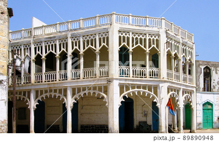 Colonial style building at the street of Massawa, Eritrea Colonial style building at the street of Massawa, Eritrea 89890948