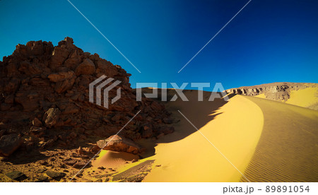 Color shadows at dunes in Tassili nAjjer national park, Algeria 89891054