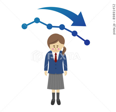 成績が下がった学生のイラストイメージ 89891452