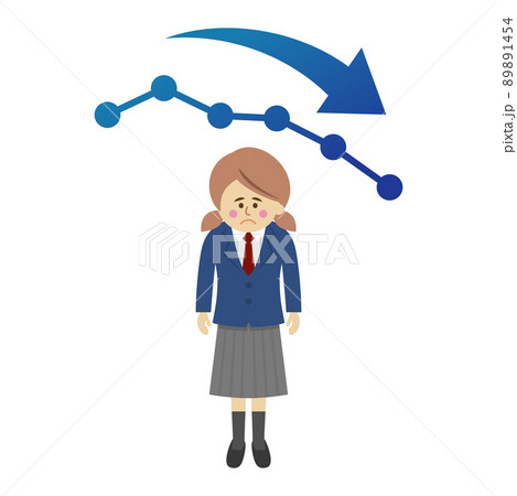 成績が下がった学生のイラストイメージ 成績が下がった学生のイラストイメージ 89891454