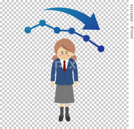 成績が下がった学生のイラストイメージ 成績が下がった学生のイラストイメージ 89891454