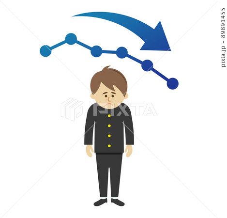 成績が下がった学生のイラストイメージ 89891455