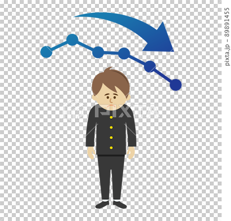 成績が下がった学生のイラストイメージ 89891455