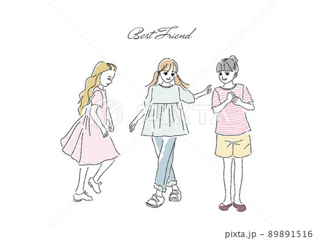 女の子 ベストフレンド 女友達のイラスト素材 [89891516] - PIXTA