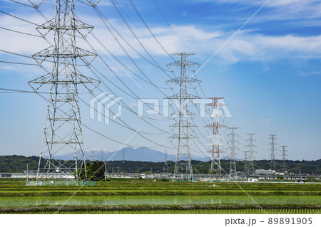 鉄塔 田園 送電線 鉄塔 田園 送電線 89891905