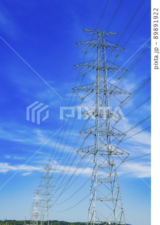 鉄塔　田園　送電線 89891922