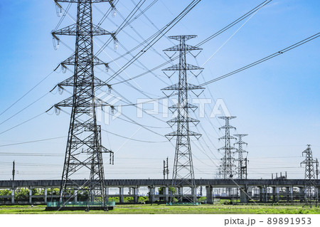 鉄塔 田園 送電線 鉄塔 田園 送電線 89891953