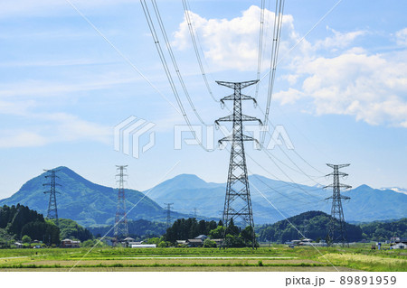 鉄塔 田園 送電線 鉄塔 田園 送電線 89891959