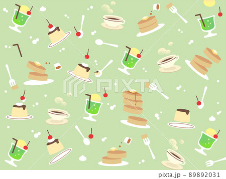 ランダム 壁紙 カフェ パンケーキ クリームソーダのイラスト素材 31