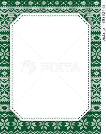 ノルディック柄ニット生地のフレーム素材／緑（縦向き） 89892445