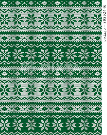 ノルディック柄ニット生地の背景素材/緑(縦向き) ノルディック柄ニット生地の背景素材/緑(縦向き) 89892446