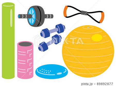 フィットネス用品 トレーニング器具 アイテムのイラスト素材 [89892877 