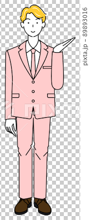 A cute man in a suit who is pointing his finger with a smile and introducing him. A cute man in a suit who is pointing his finger with a smile and introducing him. 89893016