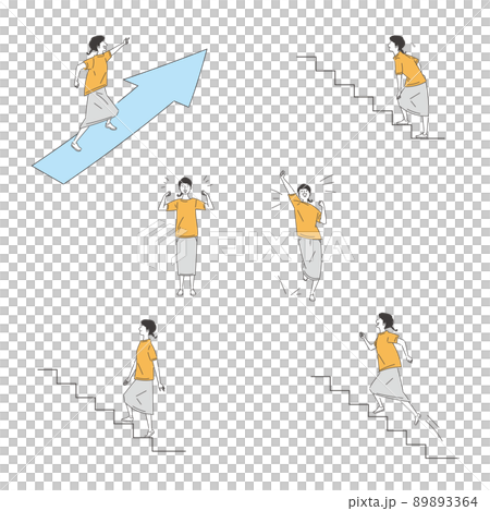 駆け上がる女性のセット 89893364