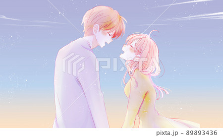 向かい合う幸せそうな男女 89893436