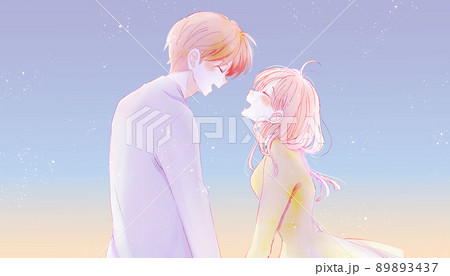 向かい合う幸せそうな男女 89893437