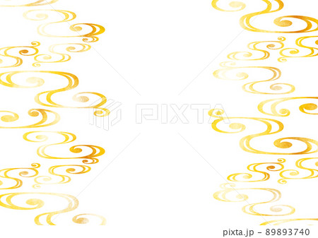 流水文様の和柄背景 金色 流水文様の和柄背景 金色 89893740