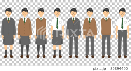 男子高校生の制服のイラスト まとめのイラスト素材 4490