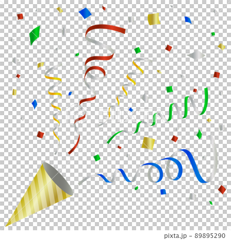 クラッカーのイラストカット／ベクター／立体的／躍動的／リボン／ビビッドカラー 89895290