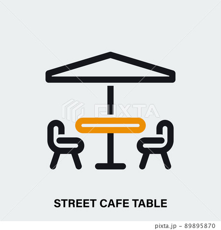Street cafe table linear vector icon. Isolatedのイラスト素材 [89895870] - PIXTA
