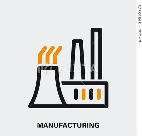 Manufacturing linear vector icon. Isolated outline symbol of factory Manufacturing linear vector icon. Isolated outline symbol of factory 89895875