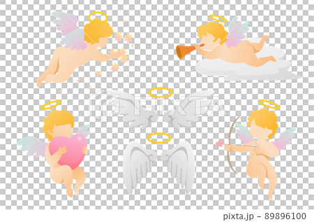 祝福する天使たちと羽の素材 89896100