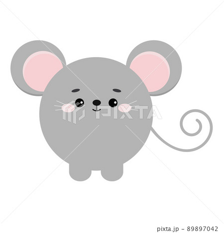 Circle mouse or rat farm animal face icon isolated on white background. Circle mouse or rat farm animal face icon isolated on white background. 89897042