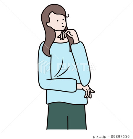考え事をしている女性のイラスト素材 考え事をしている女性のイラスト素材 89897556