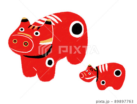 赤べこの親子 89897763