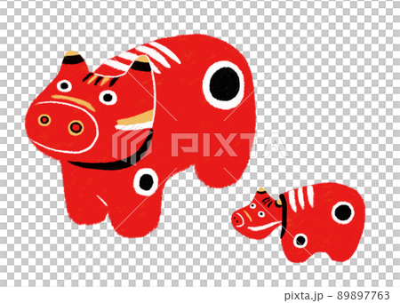 赤べこの親子 89897763