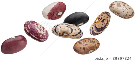 Kidney beans collection, different types of legumes isolated on white background 89897824