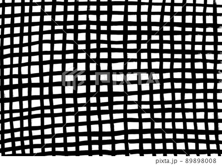 筆でラフに描いたアナログタッチのチェック柄背景 黒のイラスト素材 8008