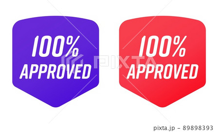 100 percent approved guarantee sticker or product label set. Assurance certificate tag with advice to make best choice to promote financial and quality safety  illustration isolated on white 89898393